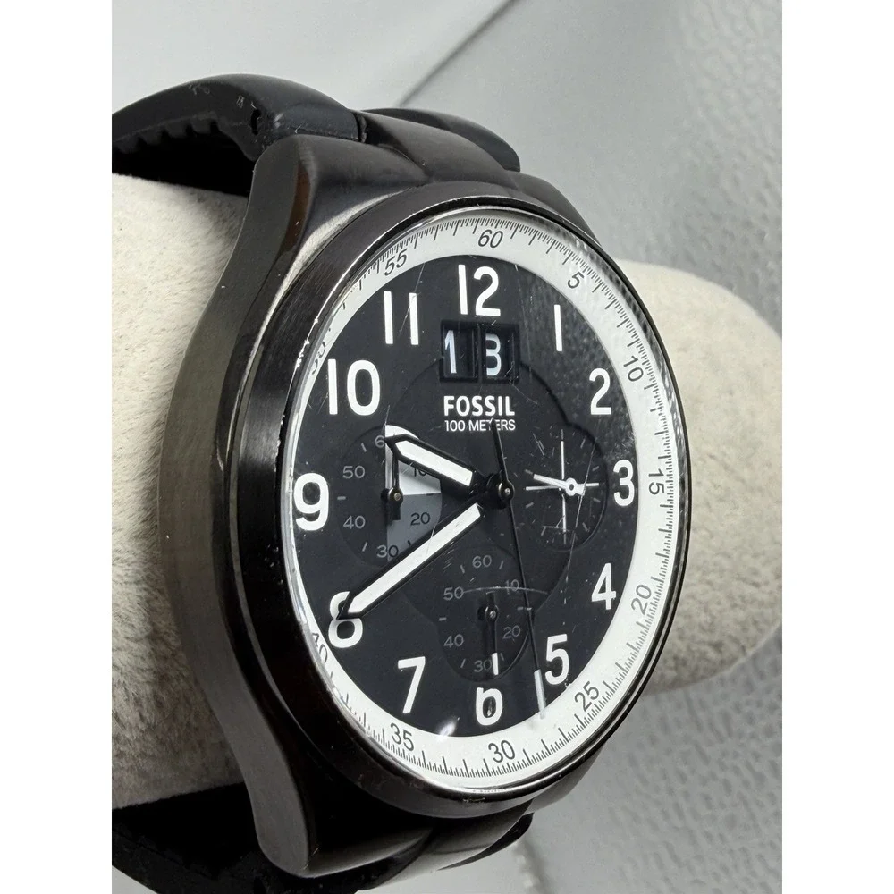 Fossil Mens New Battery CH2918 Qualifier Chronograph Black Watch 47MM 8.5